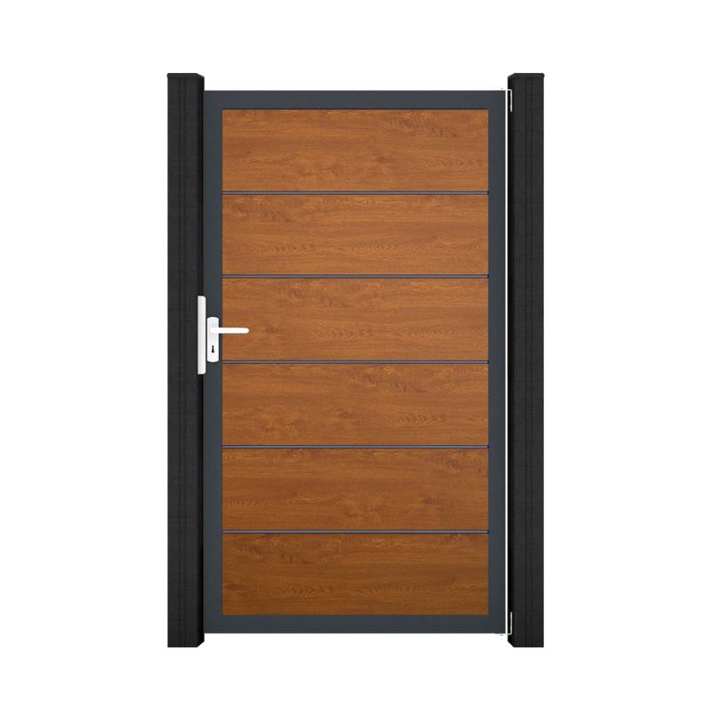 GroJa Einzeltor 'BasicLine Premium' Universal DIN Eichefarben dunkel/anthrazit 100 x 180 cm von GroJa