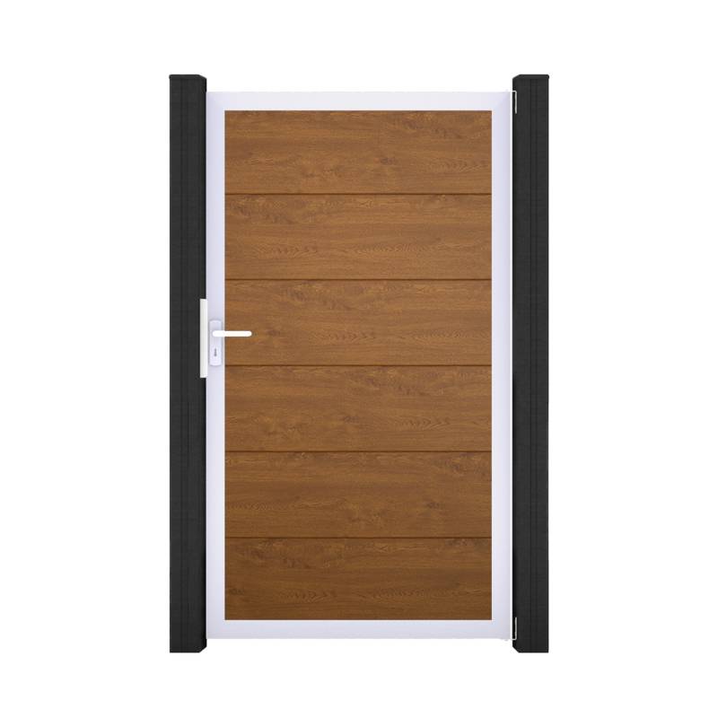 GroJa Einzeltor 'BasicLine' Universal DIN Eichefarben dunkel/silber 100 x 180 cm von GroJa