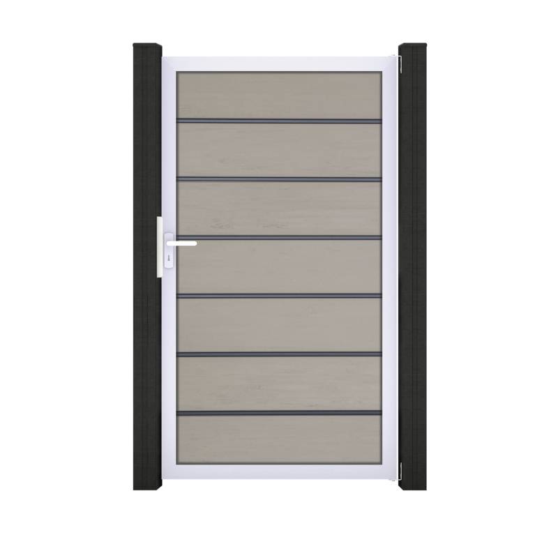 GroJa Einzeltor 'Solid Grande Premium' BPC/Aluminium Universal DIN sandfarben/silber 100 x 180 cm von GroJa