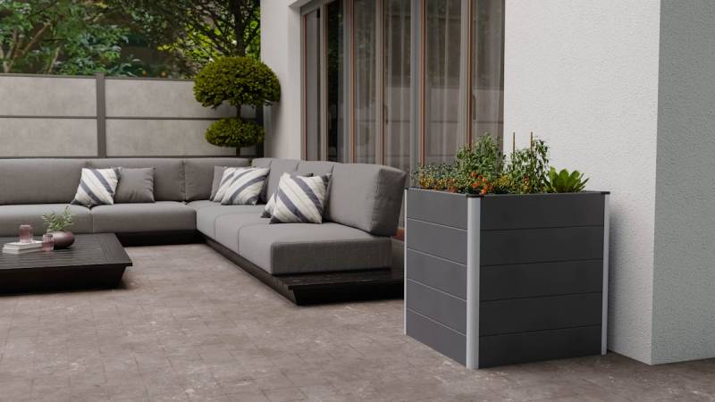 GroJa Solid Stecksystem Hochbeet Cube 70 x 70 x 75 cm Anthrazitgrau von GroJa