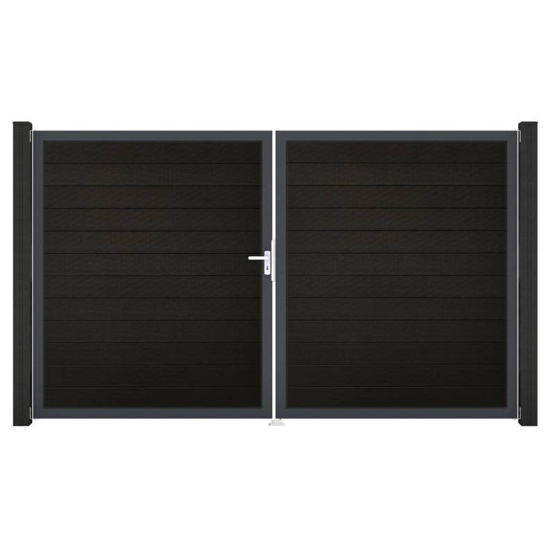 GroJa Solid Steckzaun Tor DIN Links DB Schwarz co-extrudiert von GroJa