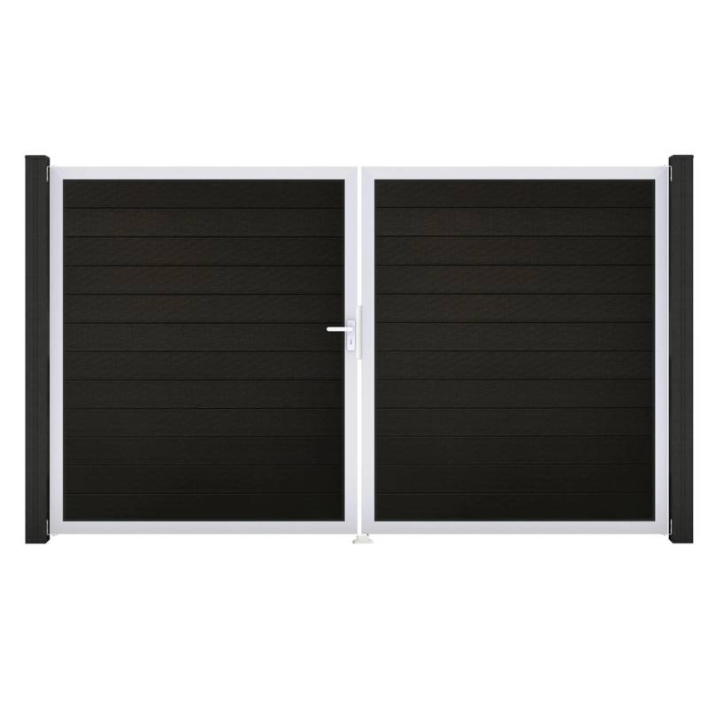GroJa Solid Steckzaun Tor DIN Links EV1 Schwarz co-extrudiert von GroJa