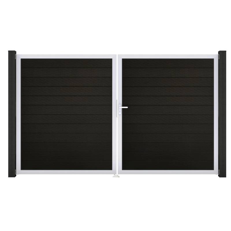 GroJa Solid Steckzaun Tor DIN Rechts EV1 Schwarz co-extrudiert von GroJa