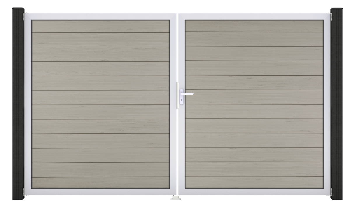 GroJa Solid Steckzaun Tor Terra DIN links 300x180x4 cm Alu-Rahmen EV1, 2-flügelig von GroJa