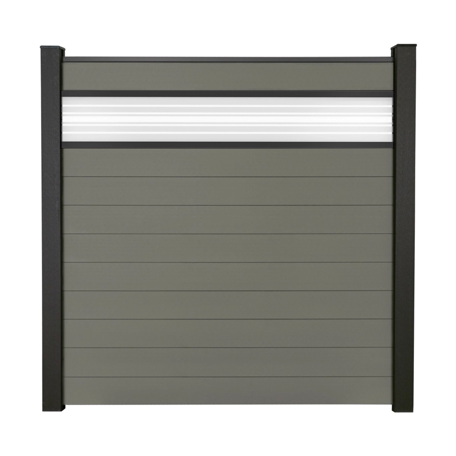 GroJa Steckzaun Solid mit Glas-Designeinsatz 30 cm 180x180x1,9 cm Grau von GroJa