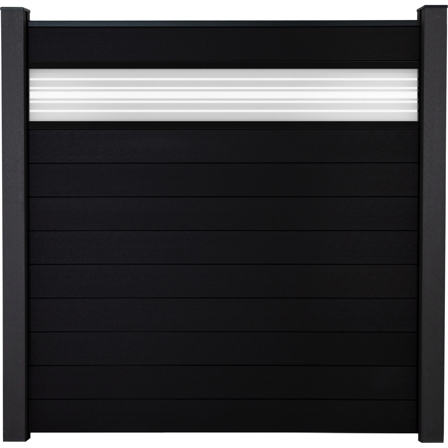 GroJa Steckzaun Solid mit Glas-Designeinsatz 30 cm 180x180x1,9 cm Schwarz von GroJa