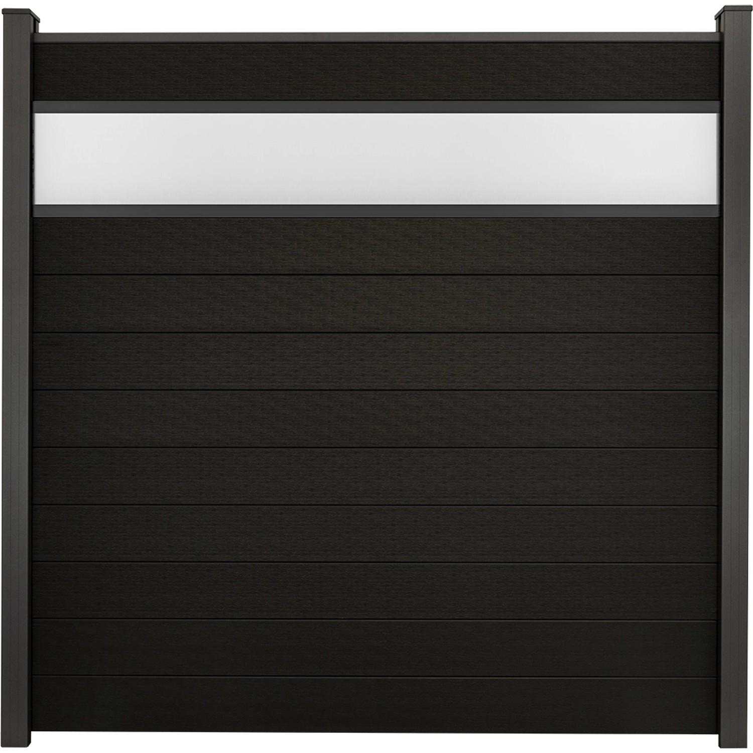 GroJa Steckzaun Solid mit Glas-Designeinsatz 30cm 180x180x1,9cm Bi-Color Schwarz von GroJa