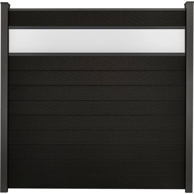 GroJa Steckzaun Solid Glas-Designeinsatz 30 cm 180x180x1,9cm Bi-Color Schwarz von GroJa