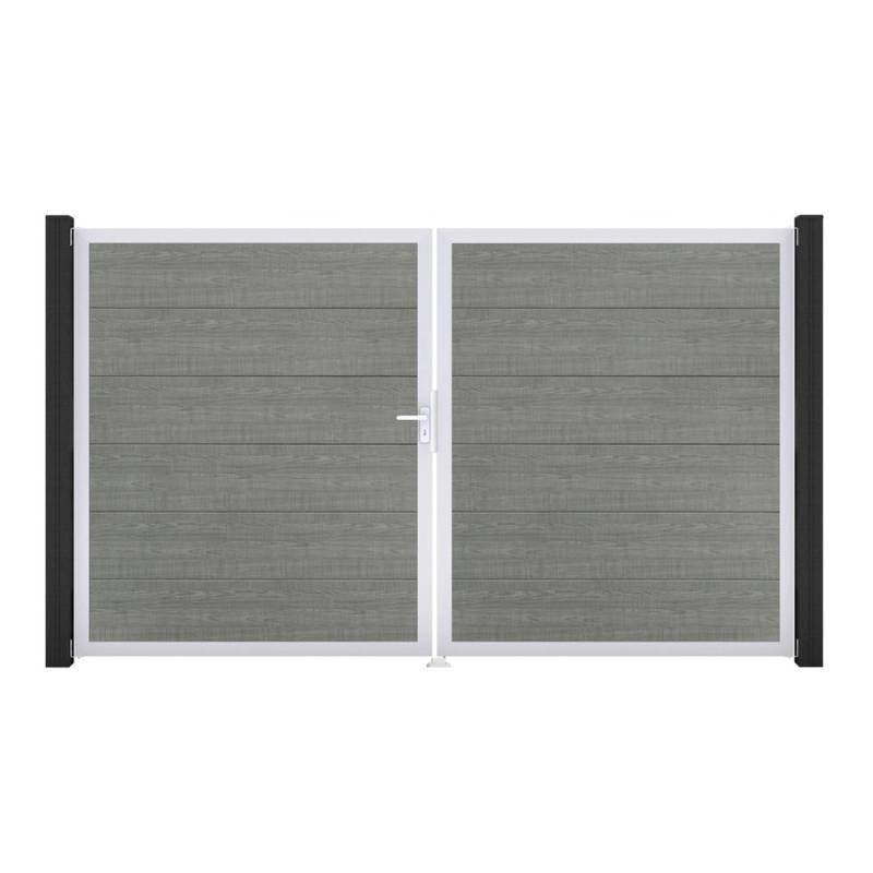 GroJa Steckzaun Tor BasicLine DIN Links EV1 Grey Ash Cut von GroJa