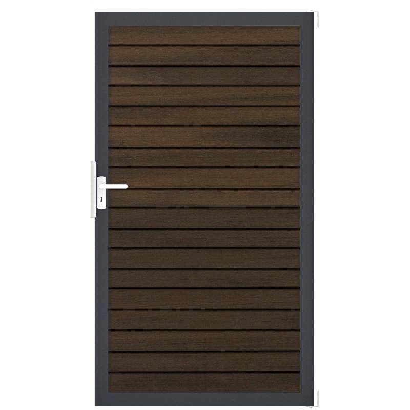 GroJa Steckzaun-Tor Solid-Rhombus 1-flg. DB703 Universal-DIN Walnuss Co-Ex. von GroJa
