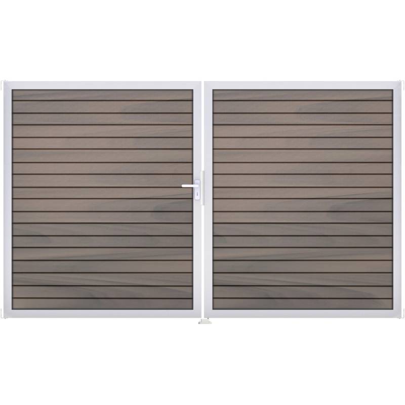 GroJa Steckzaun-Tor Solid-Rhombus 2-flg. EV1 DIN Links Bi-Color Co-Extrudiert von GroJa