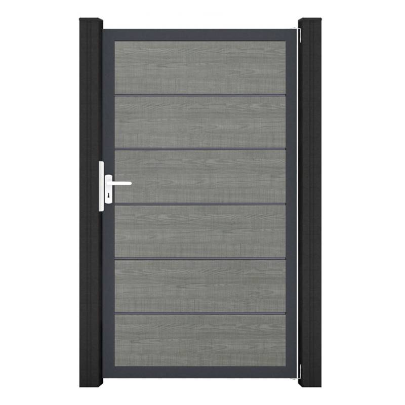 GroJa Tor 1-flg. Basicline Premium 100 cm x 180 cm Grey Ash Cut Rahmen DB703 von GroJa
