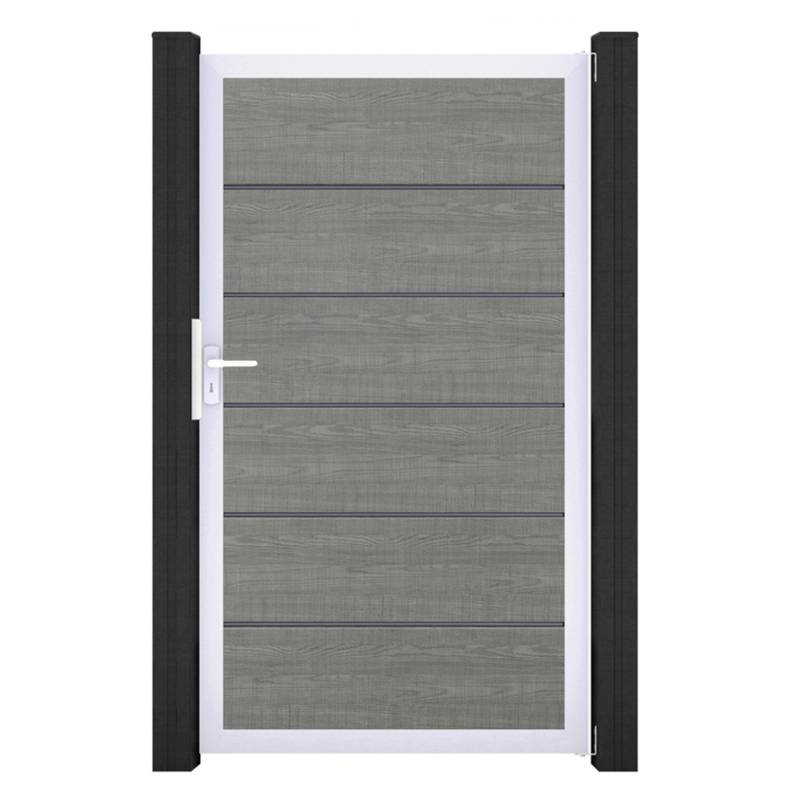GroJa Tor 1-flg. Basicline Premium 100 cm x 180 cm Grey Ash Cut Rahmen EV1 von GroJa