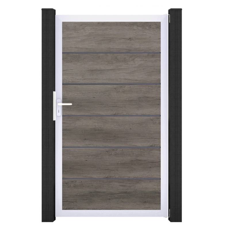 GroJa Tor 1-flg. Basicline Premium 100 cm x 180 cm Monument Oak Rahmen EV1 von GroJa
