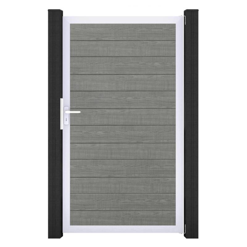 GroJa Tor 1-flg. Basicline Schmal 100 cm x 180 cm Grey Ash Cut Rahmen EV1 von GroJa