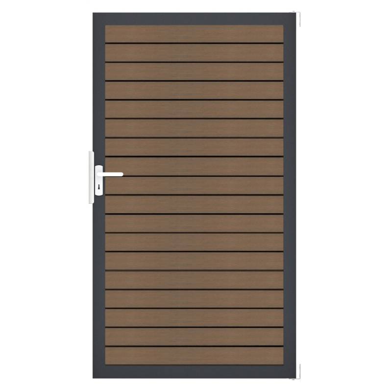 GroJa Tor 1-flg. Solid Rhombus 100 cm x 180 cm Teak Co-Extrudiert Rahmen DB703 von GroJa