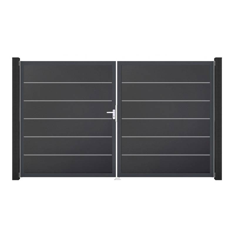 GroJa Tor 2-flg. Basicline Premium Anthrazit Rahmen 306 cm x 180 cm DIN Links von GroJa