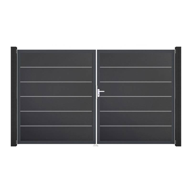 GroJa Tor 2-flg. Basicline Premium Anthrazit Rahmen 306 cm x 180 cm DIN Rechts von GroJa