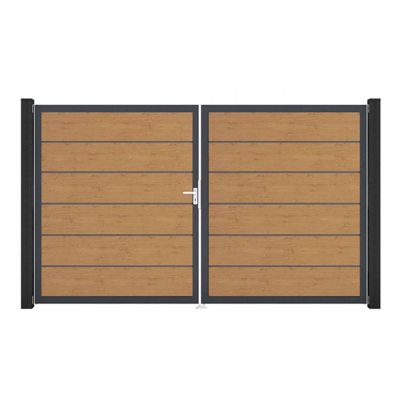 GroJa Tor 2-flg. Basicline Premium Asteiche Natur 306 cm x 180 cm DIN Links von GroJa