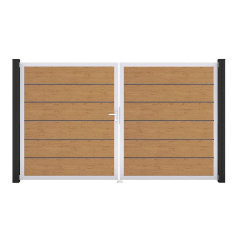 GroJa Tor 2-flg. Basicline Premium Asteiche Natur EV1 306 cm x 180 cm DIN Links von GroJa