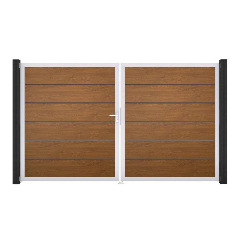 GroJa Tor 2-flg. Basicline Premium Golden Oak EV1 306 cm x 180 cm DIN Links von GroJa