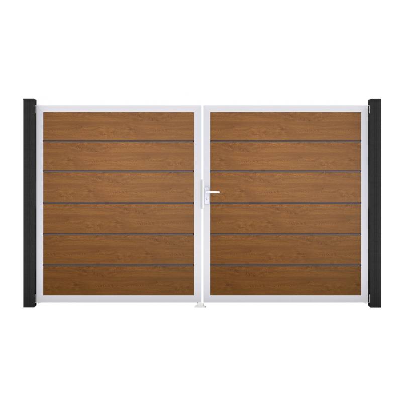GroJa Tor 2-flg. Basicline Premium Golden Oak EV1 306 cm x 180 cm DIN Rechts von GroJa