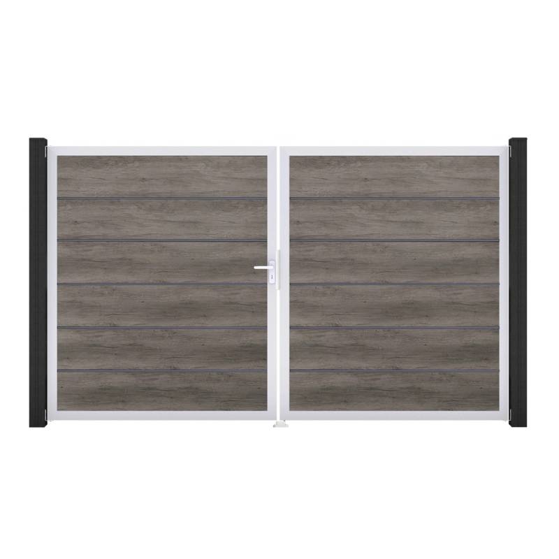 GroJa Tor 2-flg. Basicline Premium Monument Oak EV1 306 cm x 180 cm DIN Links von GroJa