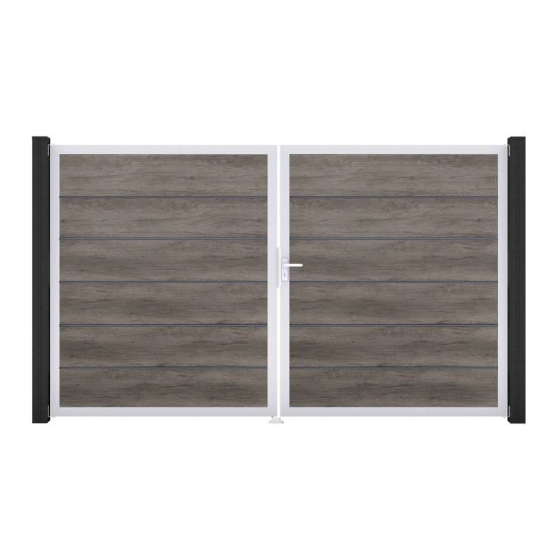 GroJa Tor 2-flg. Basicline Premium Monument Oak EV1 306 cm x 180 cm DIN Rechts von GroJa