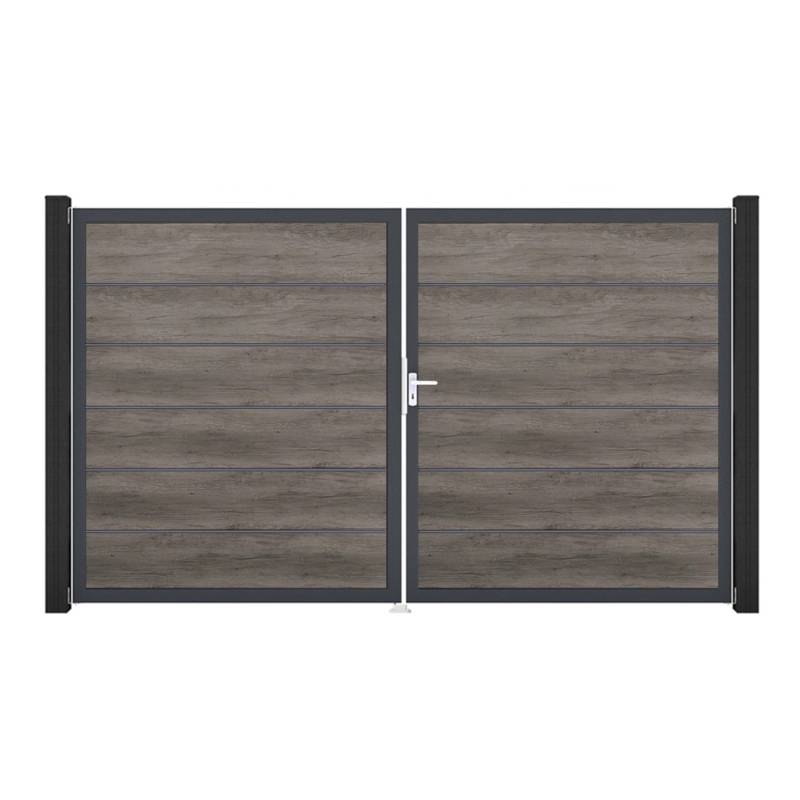 GroJa Tor 2-flg. Basicline Premium Monument Oak Rahmen 306 x 180 cm DIN Rechts von GroJa