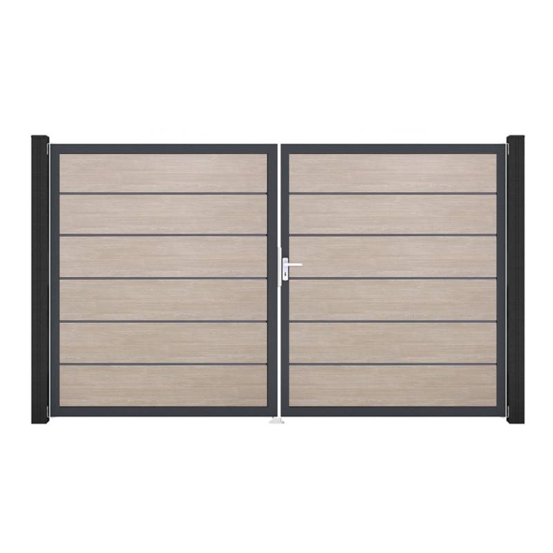 GroJa Tor 2-flg. Basicline Premium Sheffield Oak Rahmen 306 x 180 cm DIN Rechts von GroJa