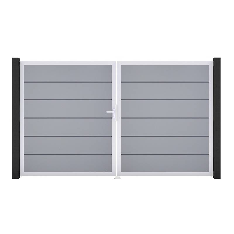 GroJa Tor 2-flg. Basicline Premium Silbergrau EV1 306 cm x 180 cm DIN Links von GroJa