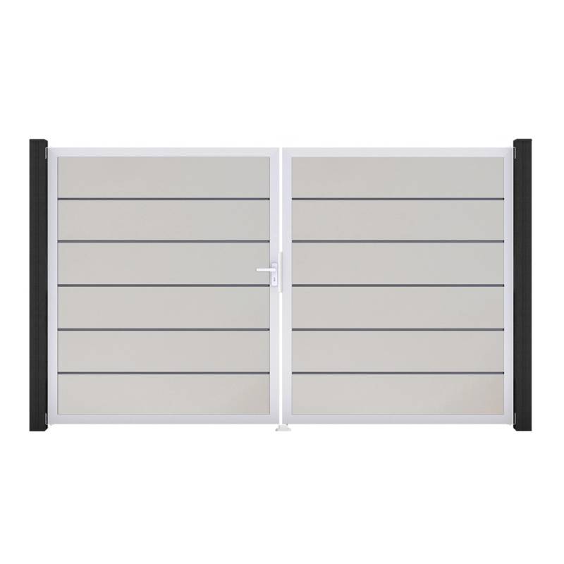 GroJa Tor 2-flg. Basicline Premium Weiß Rahmen EV1 306 cm x 180 cm DIN Links von GroJa