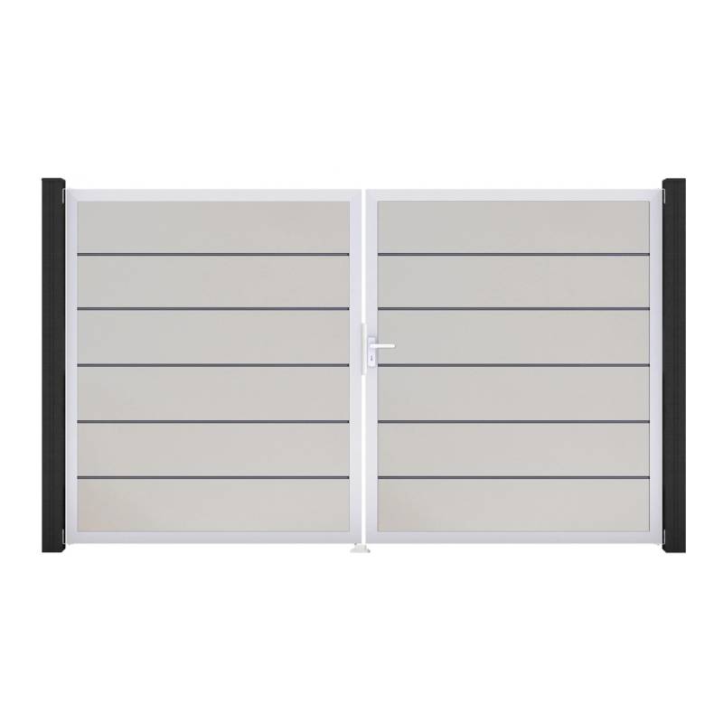 GroJa Tor 2-flg. Basicline Premium Weiß Rahmen EV1 306 cm x 180 cm DIN Rechts von GroJa