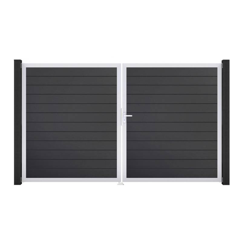 GroJa Tor 2-flg. Basicline Schmal Anthrazit EV1 306 cm x 180 cm DIN Rechts von GroJa