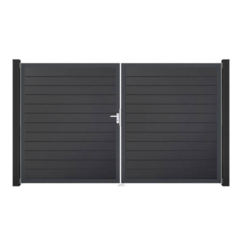 GroJa Tor 2-flg. Basicline Schmal Anthrazit Rahmen 306 cm x 180 cm DIN Links von GroJa