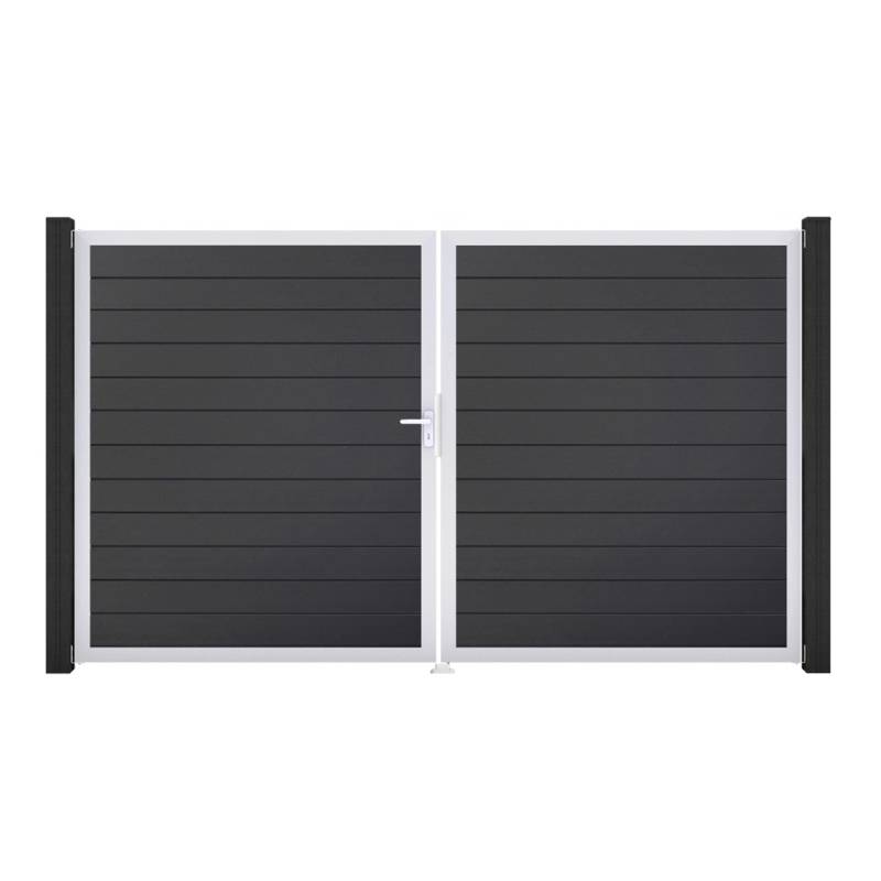 GroJa Tor 2-flg. Basicline Schmal Anthrazit Rahmen EV1 306 cm x 180 cm DIN Links von GroJa