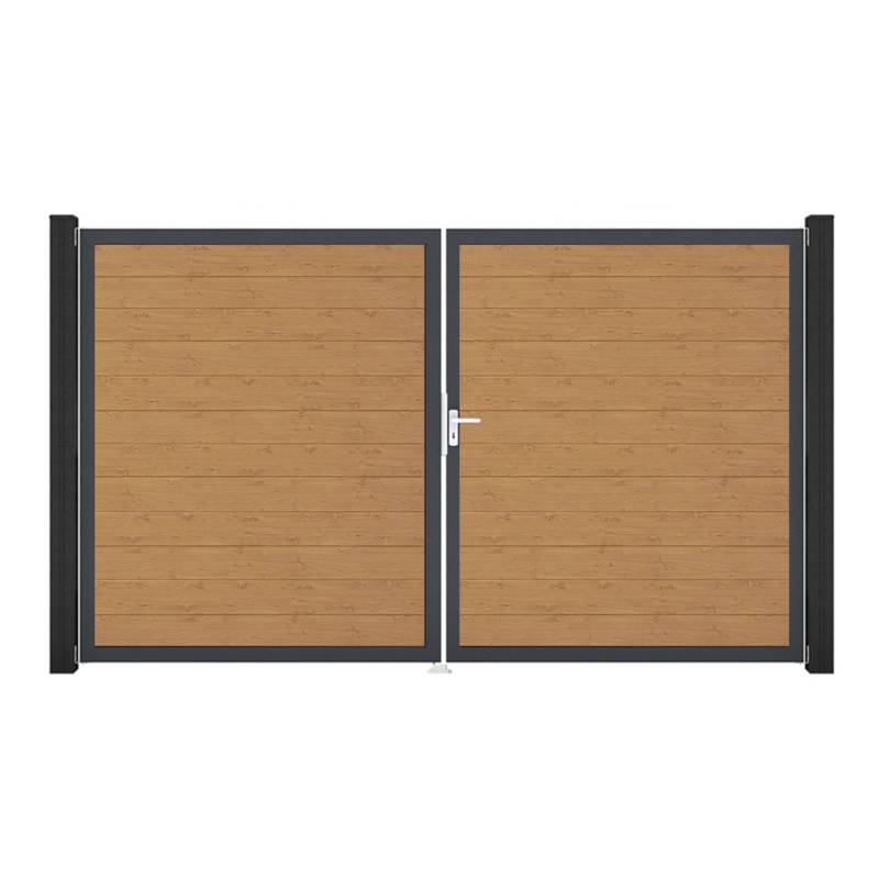 GroJa Tor 2-flg. Basicline Schmal Asteiche Natur 306 cm x 180 cm DIN Rechts von GroJa