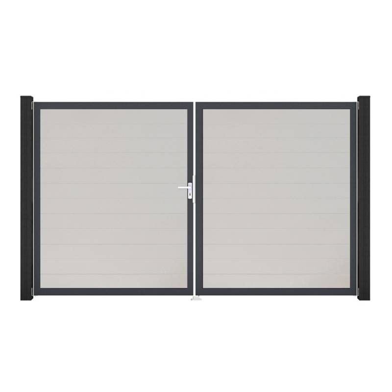 GroJa Tor 2-flg. Basicline Schmal Weiß Rahmen DB703 306 cm x 180 cm DIN Links von GroJa