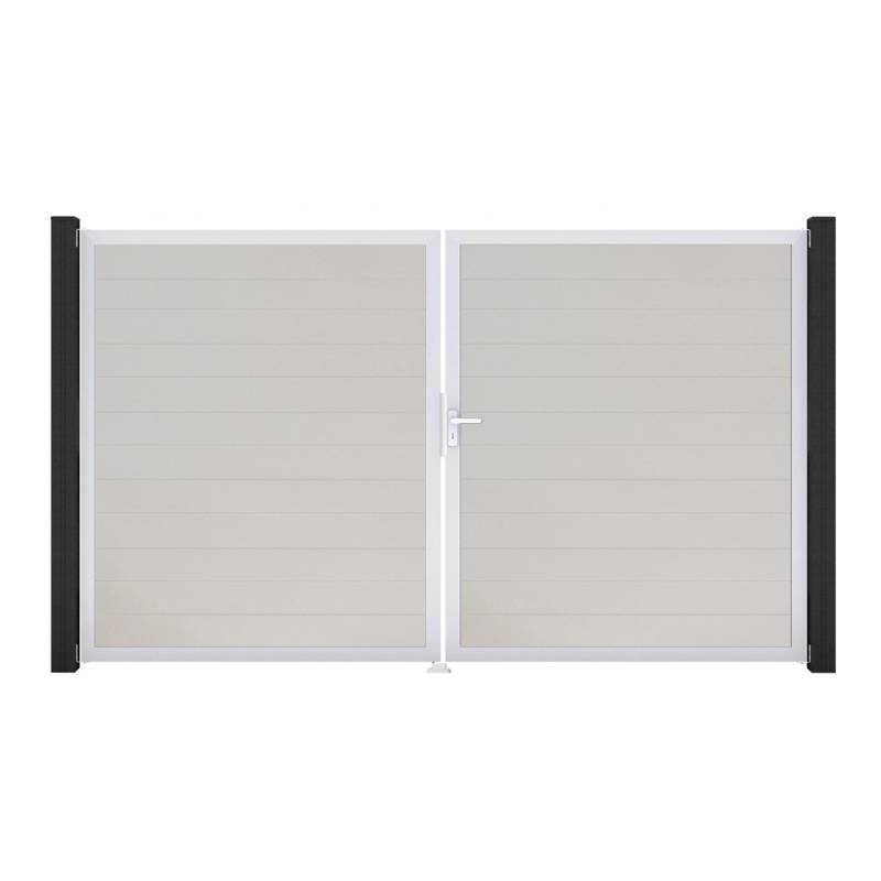 GroJa Tor 2-flg. Basicline Schmal Weiß Rahmen EV1 306 cm x 180 cm DIN Rechts von GroJa