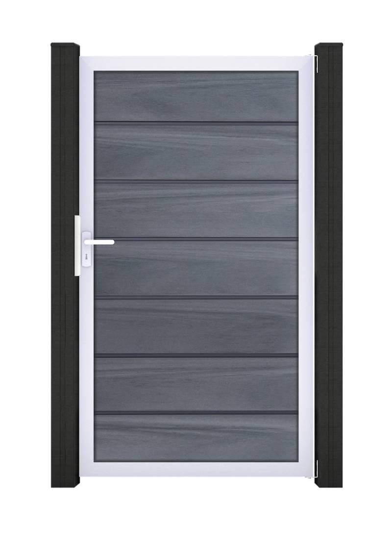 GroJaSolid Grande Premium Tor Farbe: Schwarz co-extrudiert 100 x 180 x 4,0cm Rahmen: Silber von GroJa
