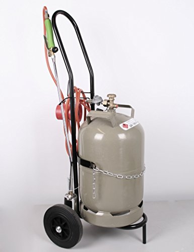 Unkrautbrenner mit Flaschenwagen Regler Schlauch 11 kg Gasflasche (leer/ungefüllt) Abflammgerät Unkrautvernichter Gasbrenner von Grodenberg