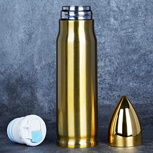 GROGIFE Männer Geschenke für Papa Vatertag - Coole Thermoskanne Vatertagsgeschenk, Männertag Geschenk für Papa Vater Partner Opa, Gold Thermosflasche Edelstahl Geschenke 500ml von Grogife