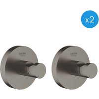 Grohe - Essentials Set mit 2 Wandhaken, Hard Graphite Gebürstet (40364AL1-DuoEssential) von Grohe