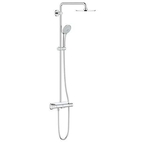 GROHE Euphoria System 210 - Duschsystem mit Thermostatbatterie (Antikalk-System, Sicherheitssperre bei 38°, mit Ablage), chrom, 26363000 von Grohe