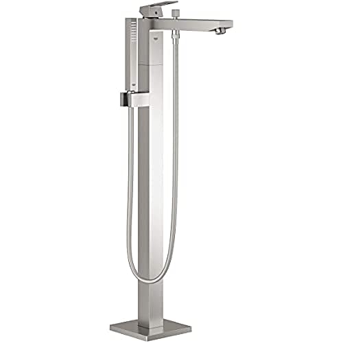 GROHE Eurocube - Einhand-Wannenbatterie (Bodenmontage, mit Temperaturbegrenzer, mit Brausehalter), supersteel, 23672DC1 von Grohe