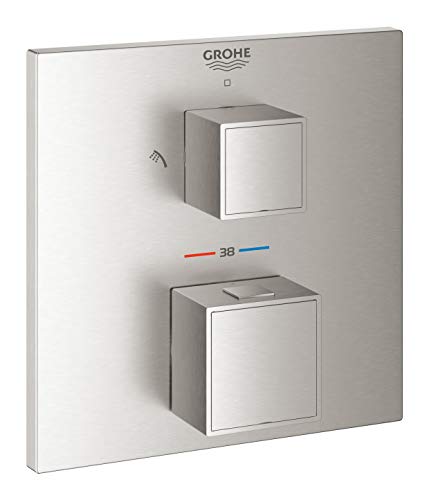 GROHE Grohtherm Cube | Brause-& Duschsysteme - Thermostat mit integrierter 2-Wege-Umstellung für Dusche | Einlochmontage für freistehende Waschschüsseln | supersteel | 24154DC0 von GROHE