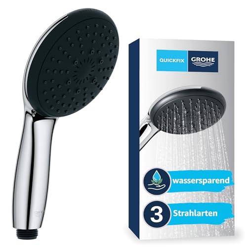 GROHE Vitalio 110 - Handbrause wassersparend - 8l pro Min (3 Strahlarten, Standardanschluss, Silikonring schützt bei Stürzen), rund, chrom, 26031001 GROHE Vitalio 110 - Handbrause wassersparend - 8l pro Min (3 Strahlarten, Standardanschluss, Silikonring schützt bei Stürzen), rund, chrom, 26031001 von GROHE