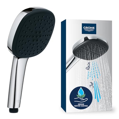 GROHE Vitalio 110 - Handbrause extra wassersparend 5,6l/min (2 Strahlarten, Standardanschluss, Silikonring schützt bei Stürzen), eckig, chrom, 2639710E von Grohe