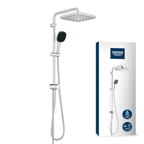 GROHE Vitalio 250 - Duschsystem mit Umstellung, wassersparend ~8l/min (für vorhandene Armaturen, 2 Strahlarten, Brausestange 74cm), eckig, chrom, 26698001 von Grohe