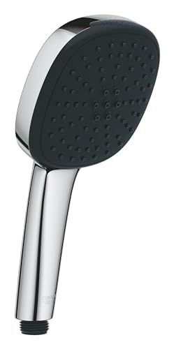 GROHE Vitalio 110, Duschkopf, 14l pro Min (Handbrause mit 2 Strahlarten, per Drehregler verstellbar, Universalanschluss, Silikonring schützt Duschbrause bei Stürzen), eckig, chrom, 26925001 von GROHE
